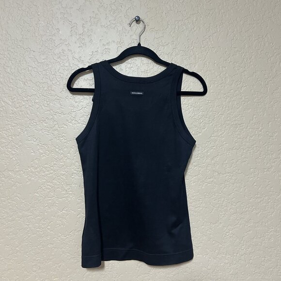 Dolce & Gabanna Womens Velvet Bow Tank Top Black Size 44 - Picture 5 of 5